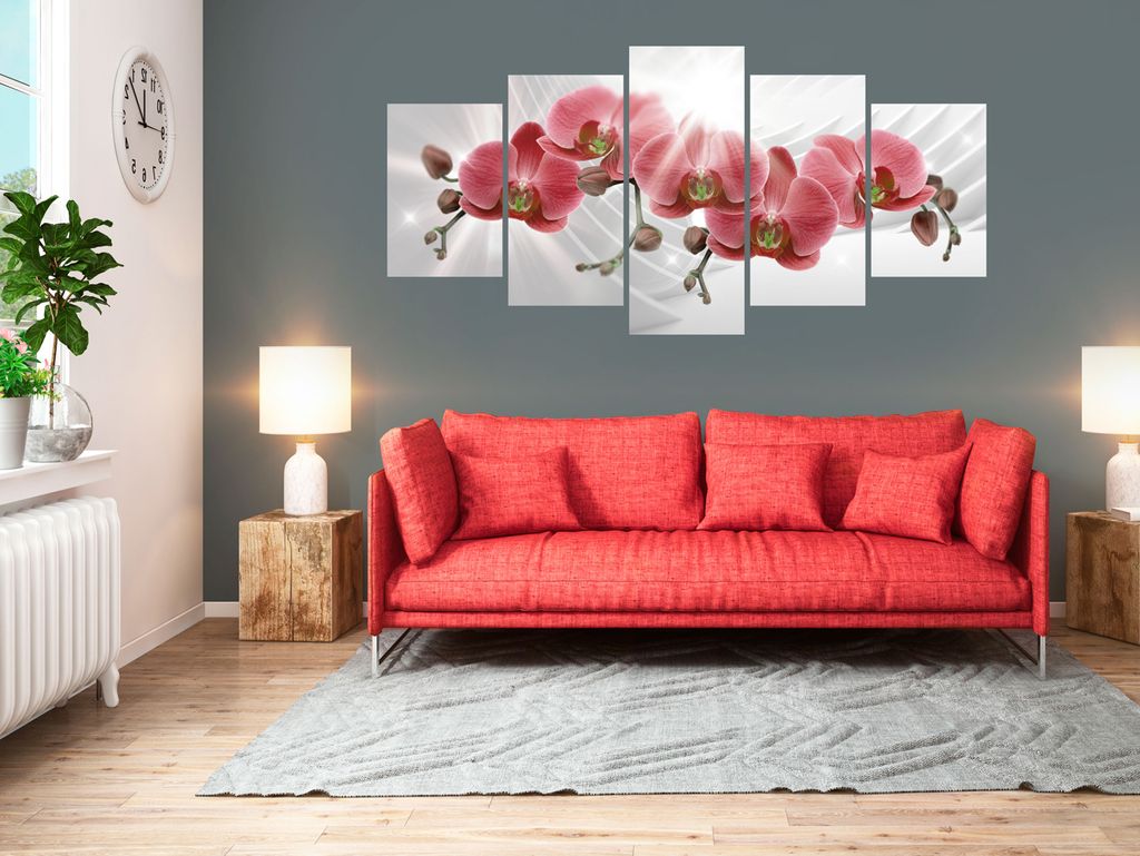 Akustikbild Orchidee Blumen 200x100 cm 5-teilige Bilder Akustikschaum Hochleistungsschallabsorber Schallschutz Leinwand 5 tlg Wandbild Raumakustik ...