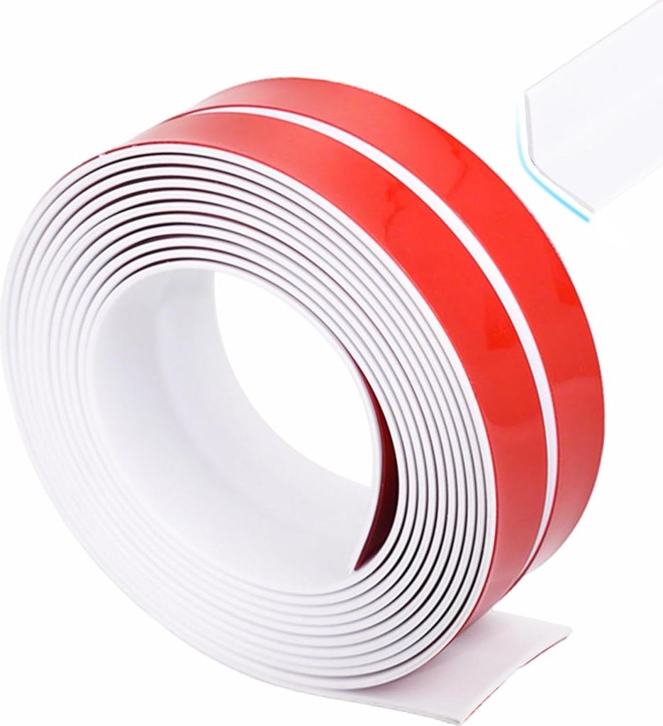 Selbstklebende PVC Flexible Weiche Sockelleiste Randschutz - Einfach auf Maß zu Schneiden - Für Türen Fenster Wände Küchen Fliesen - Eckleiste...
