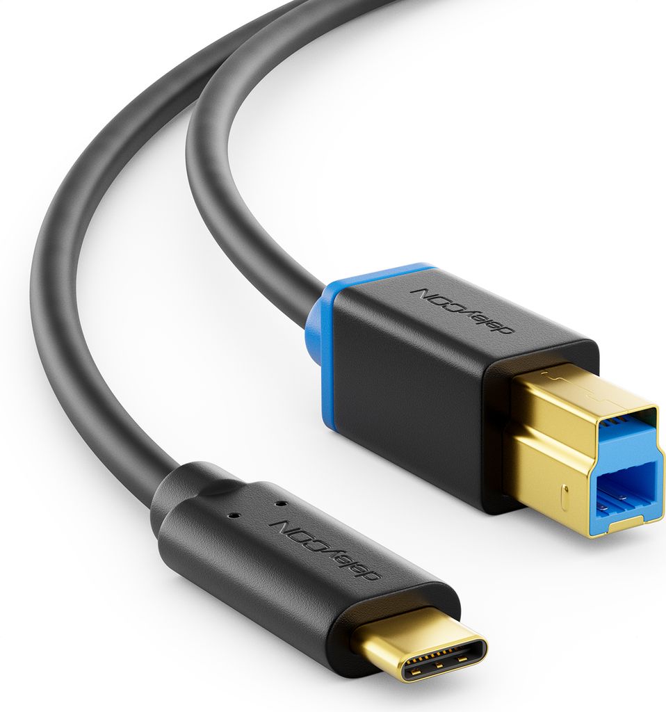 deleyCON 0,5m USB 3.0 Druckerkabel Scannerkabel - Stecker Produktbild 