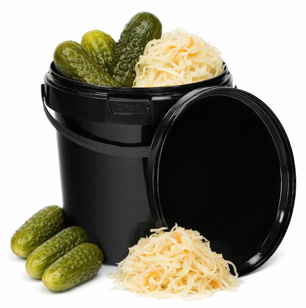 Petit seau noir avec couvercle, 1 litre Image du produit 