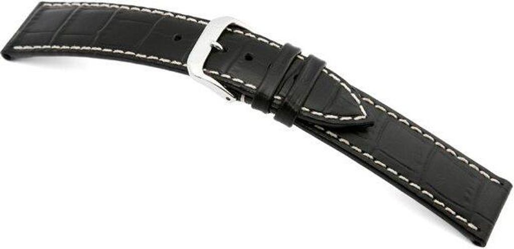 Happel Lederband Saboga 18mm schwarz mit Alligatorprägung