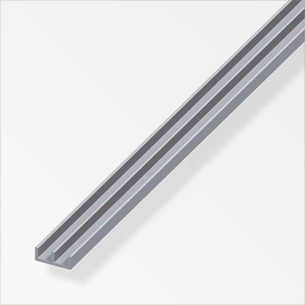 alfer Führungsschienen-Profil, unten 2 m, 6 x 6 x 1.3 mm Alu roh blank