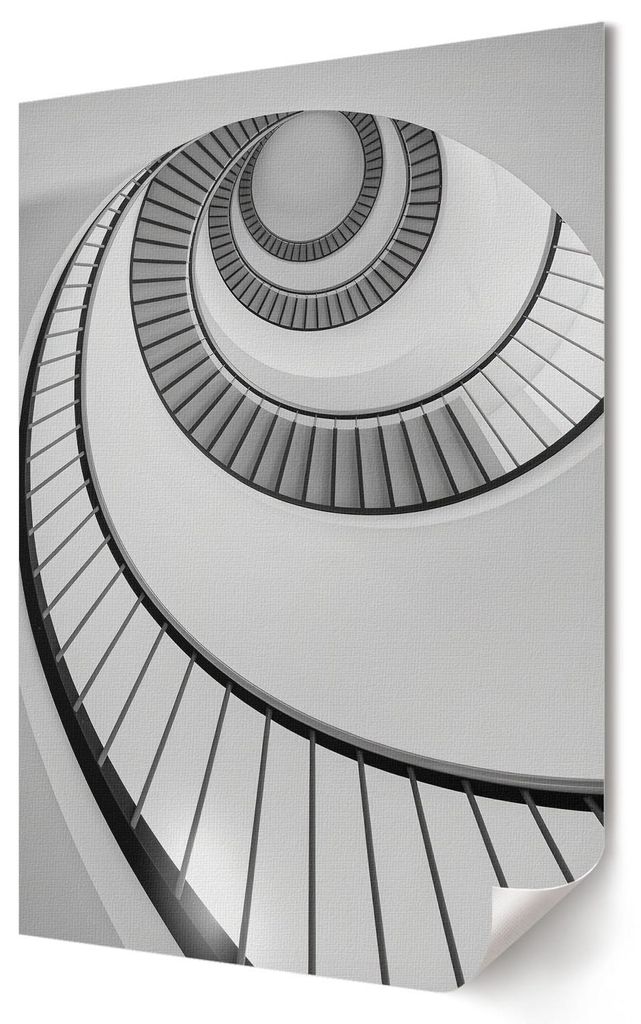 Wendeltreppe- Kunstdruck A3 (29x42 cm) - Minimalistisch, Modern- Wandbild für Wohnzimmer Schlafzimmer & Flur, Modernes Poster Wanddeko, Ungerahmt