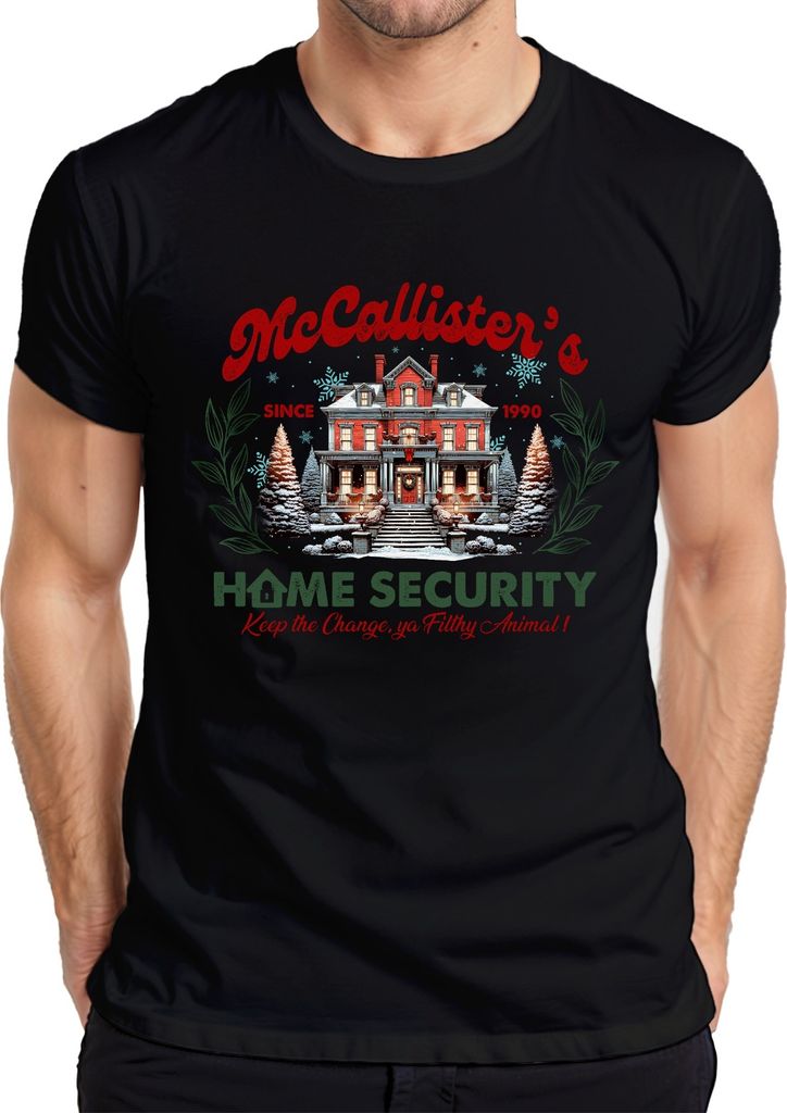McCallister's Home Security Kevin Allein Zuhause - Weihnachten Christmas Xmas Herren T-Shirt, Schwarz, XXL