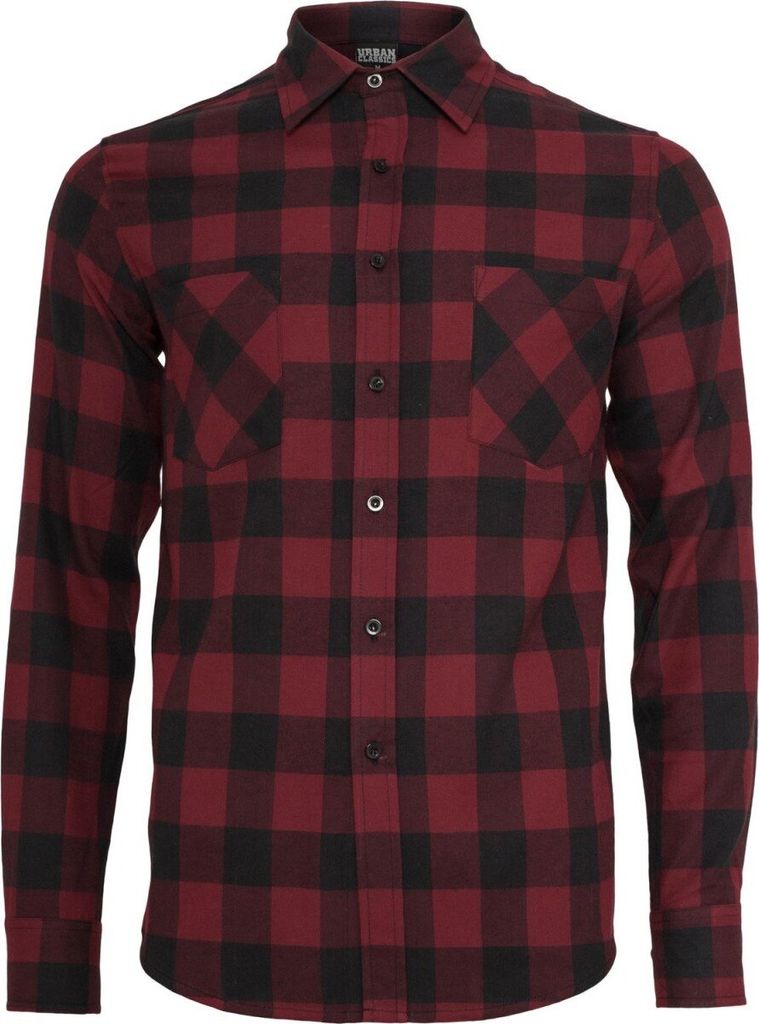 Urban Classics CHECKED FLANELL Hemd schwarz bordeaux - 4XL