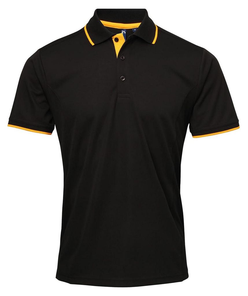 Premier - Poloshirt für Herren, Coolchecker LT5319 (L) (Schwarz/Sonnenblume)