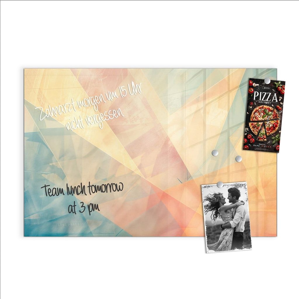 Magnettafel 60x40cm Pinnwand Whiteboard beschreibbar - Farbiges Geo Muster