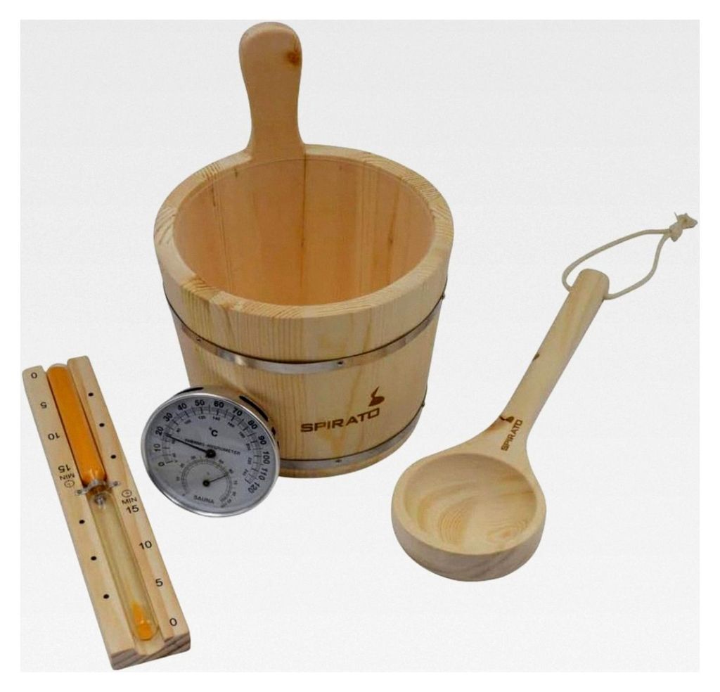 Sauna Zubehör Set mit Saunakübel und Aufgusskelle