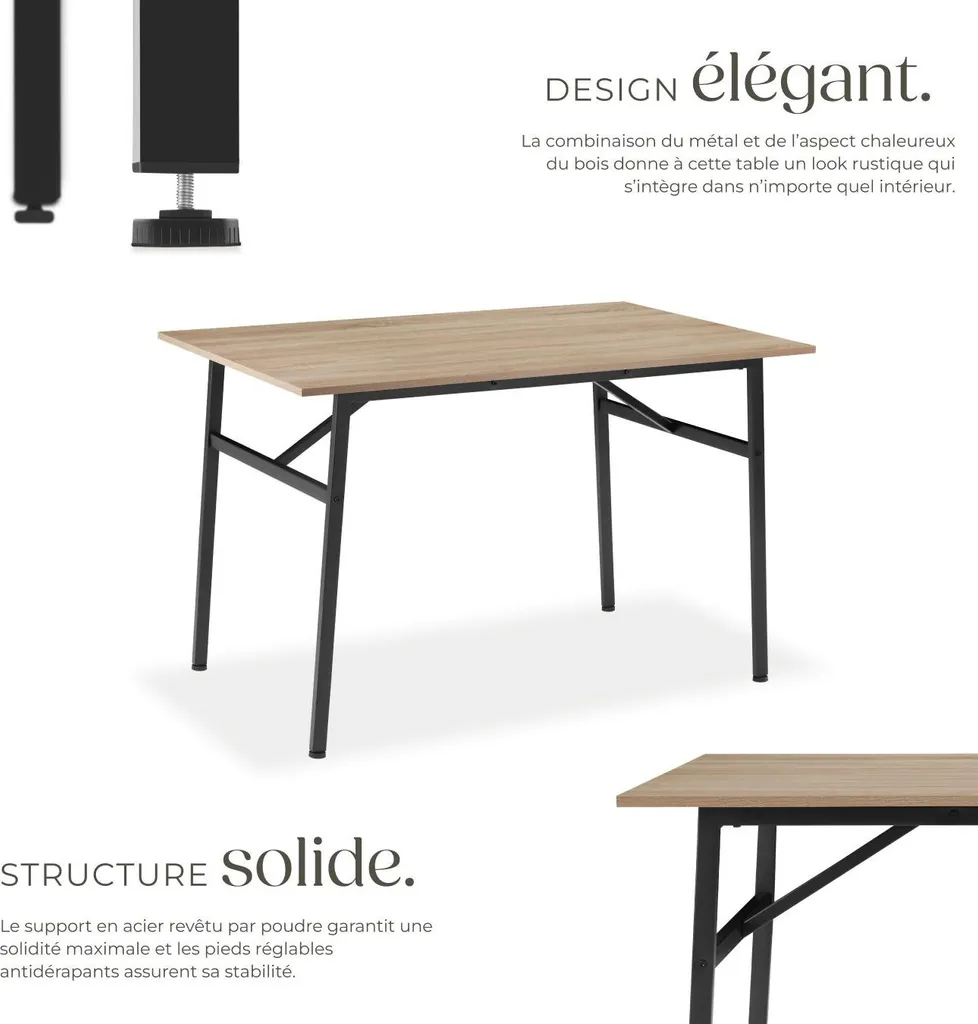 Table de cuisine rectangulaire style loft Swansea bois clair et noir - 3