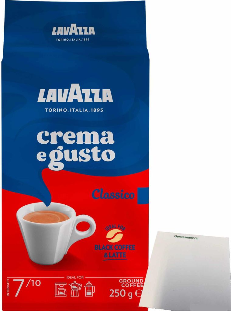 Lavazza Crema e Gusto gemahlen (250g Packung) + usy Block