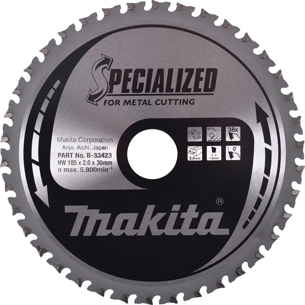 Makita B-33423 Lama circolare TCT specializzata 185 x 30 mm, 38 denti, metallo