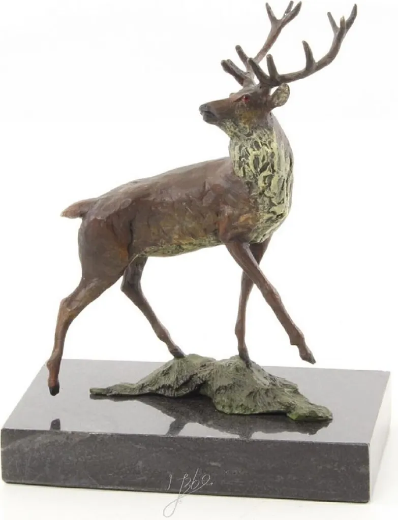 Sculpture Cerf Rouge Casa Padrino en Bronze Multicolore Luxe 15,2 cm