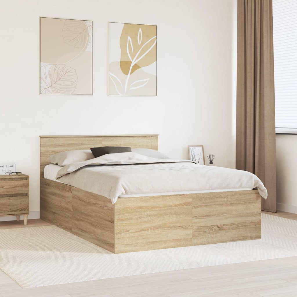 Maison Exclusive - Bettrahmen mit Kopfteil Sonoma-Eiche 150 x 200 cm Holzwerkstoff