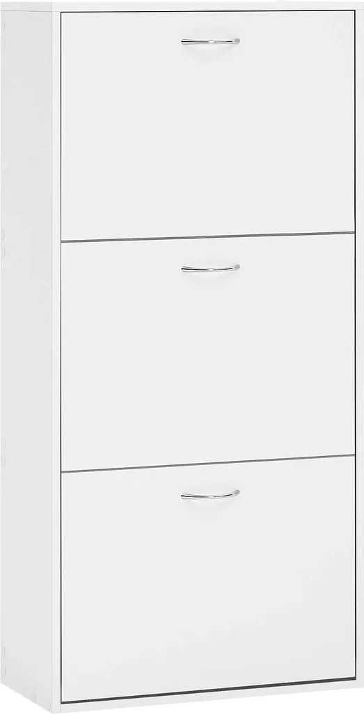 Basculeur de chaussures étroit 3 compartiments - Rangement d'entrée blanc