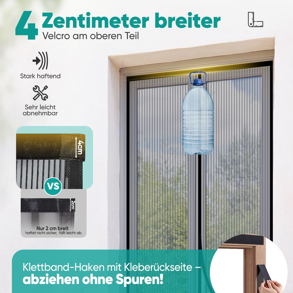 AMZERO Fliegengitter Magnet Tür 140x255cm - Insektenschutz Für Balkon & Terrasse