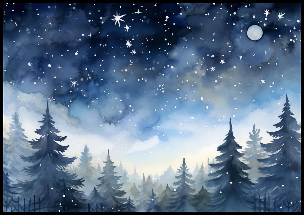 Plakat 100x70cm Mystischer Wald bei Dämmerung