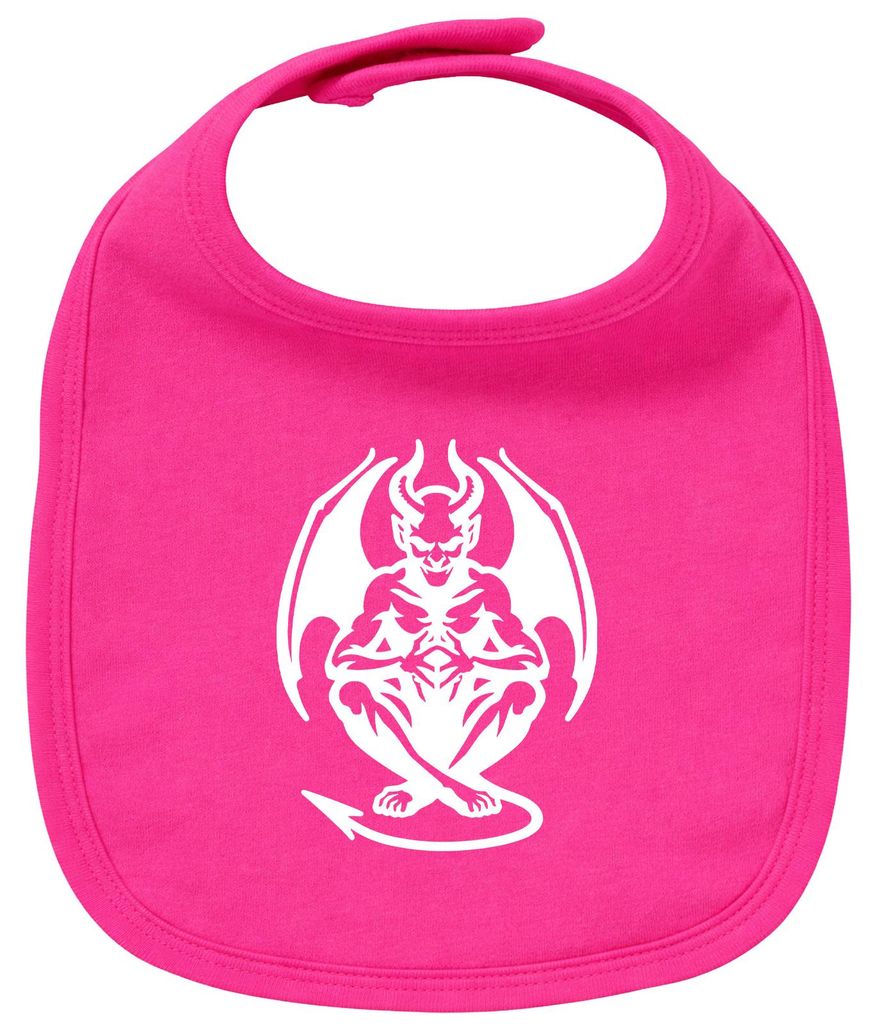 Huuraa Baby Lätzchen Dämon Fabelwesen Cherry Pink Klettverschluss Baumwolle Latz Geschenkidee