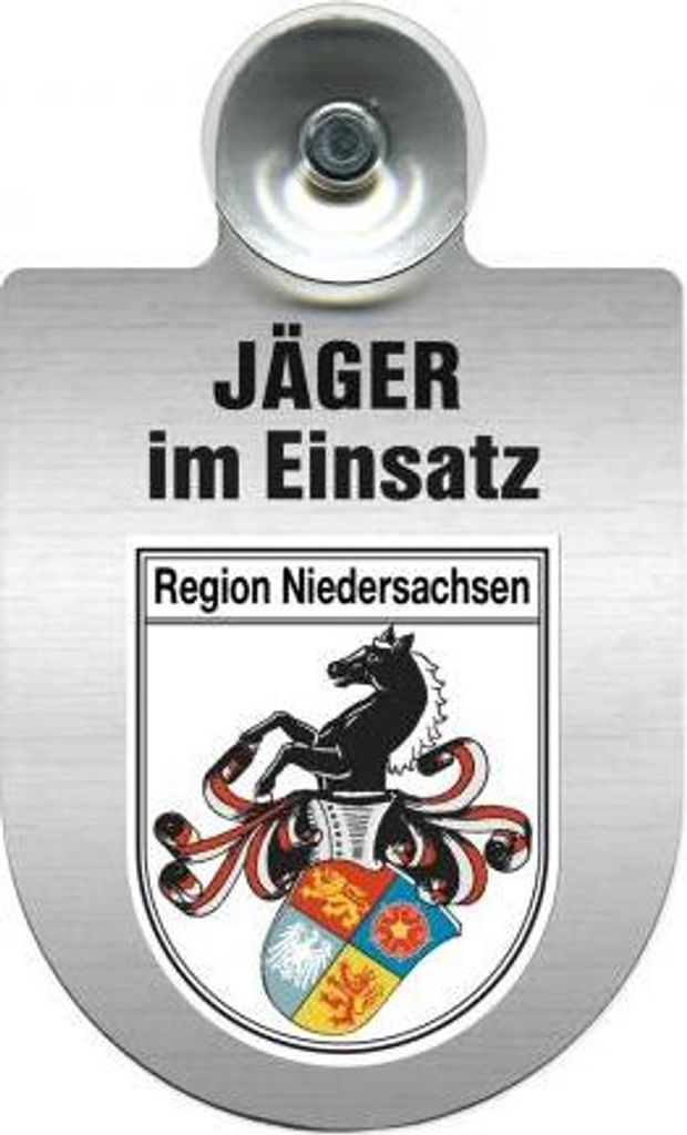 Einsatzschild mit Saugnapf - Jäger im Einsatz - 393821 incl. Regionenwappen Color - Region Niedersachsen