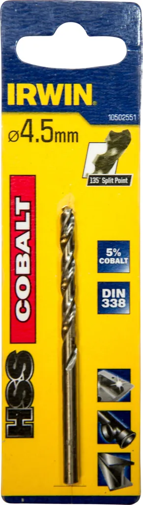 Punta Ferro Irwin 4,5mm HSS-Co | Per Inox e Metalli Tenaci