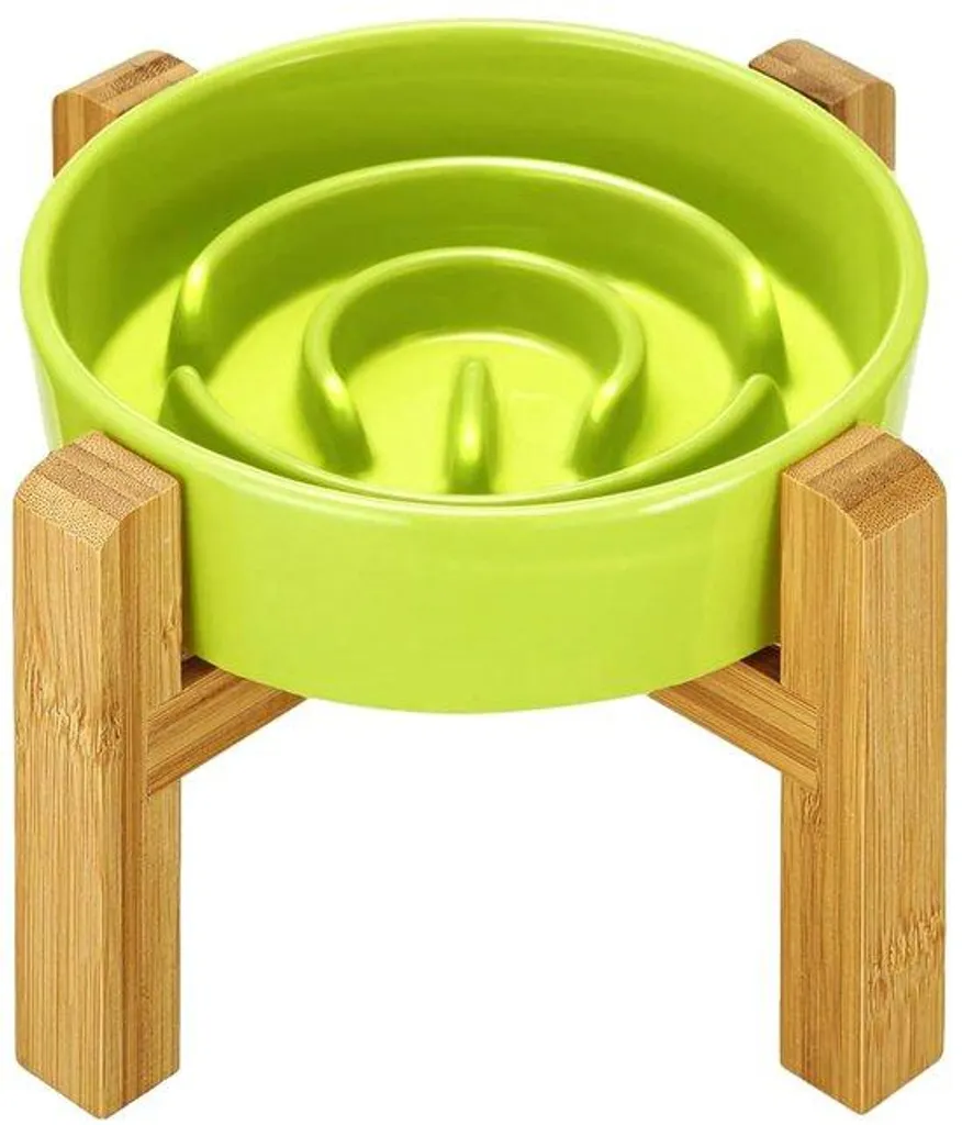 Bassin en céramique pour petit chien Ø 16 cm - Gamelle Eau Vert Citron