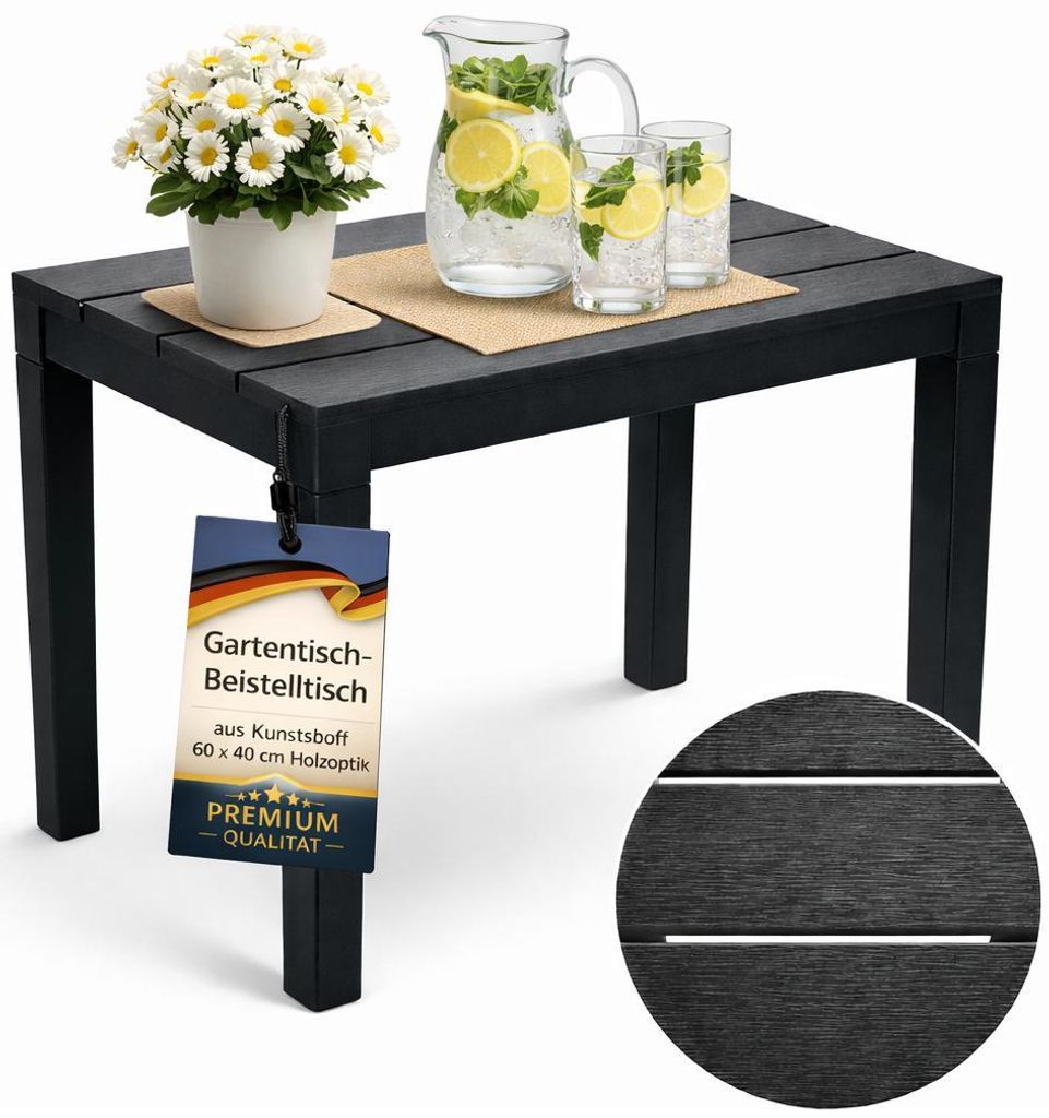 Gartentisch Campingtisch Balkontisch Beistelltisch Gartenmöbel Terrasse Lounge Tisch - Wetterfest - Kunststoff - Anthrazit