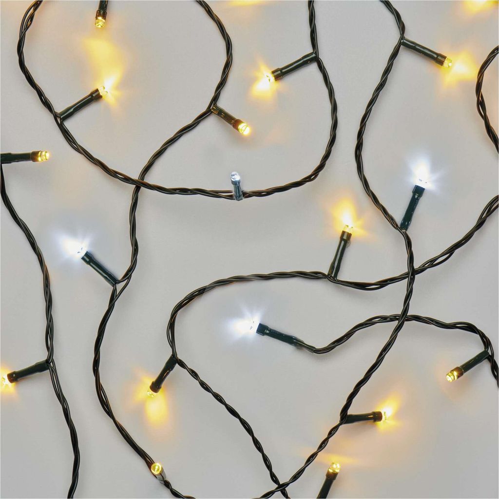 EMOS LED-Lichterkette warmweiß + blinkend kaltweiß für Innen und Außen, 18m lang, 180 LEDs, 6 h Timer und Netzteil, D4AN03