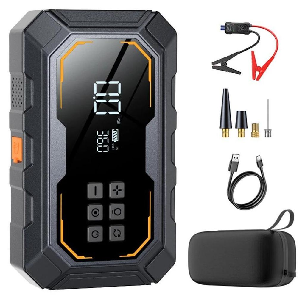 Auto Starthilfe - 12 V Starthilfegerät mit Reifenkompressor - 4‐in‐1 Powerbank - 18000–20000 mAh - >1200 A Spitzenstrom - LED‐SOS‐Licht ...