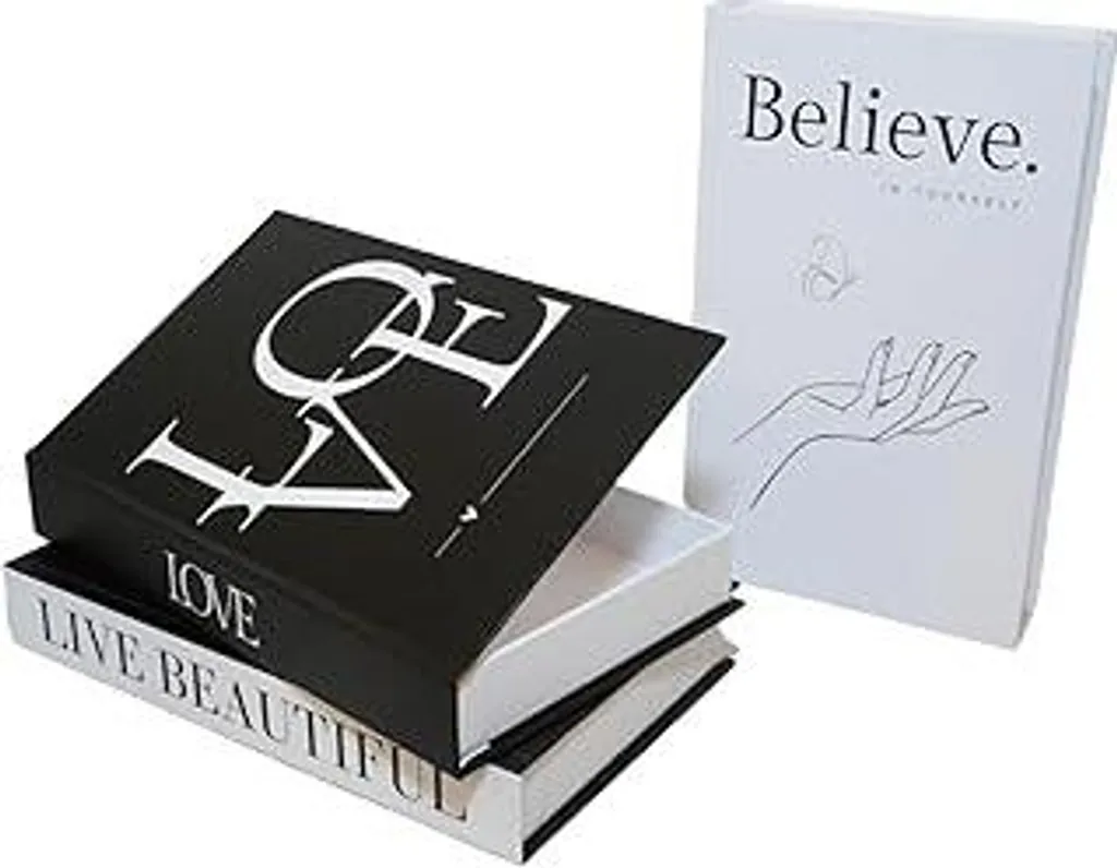 SOULLION Set di 3 libri decorativi – Elegante scatola porta libri con contenitore per arredamenti moderni | Design estetico | Impilabile e robusta