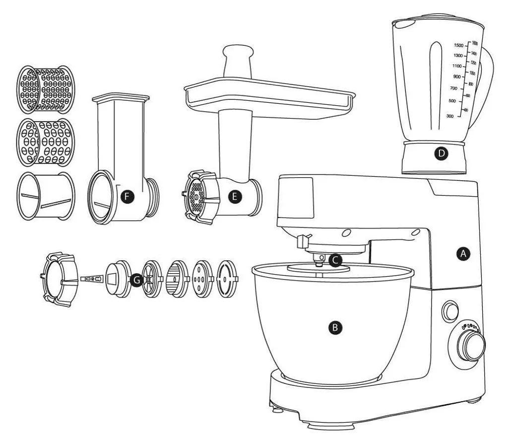 Robot pâtissier multifonction G21 Promesso aluminium gris métallisé