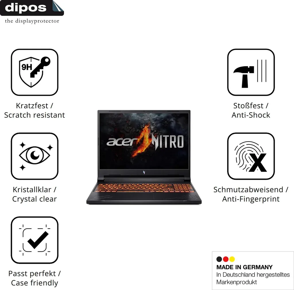 Protection écran en verre souple 9H compatible avec Acer Nitro V16