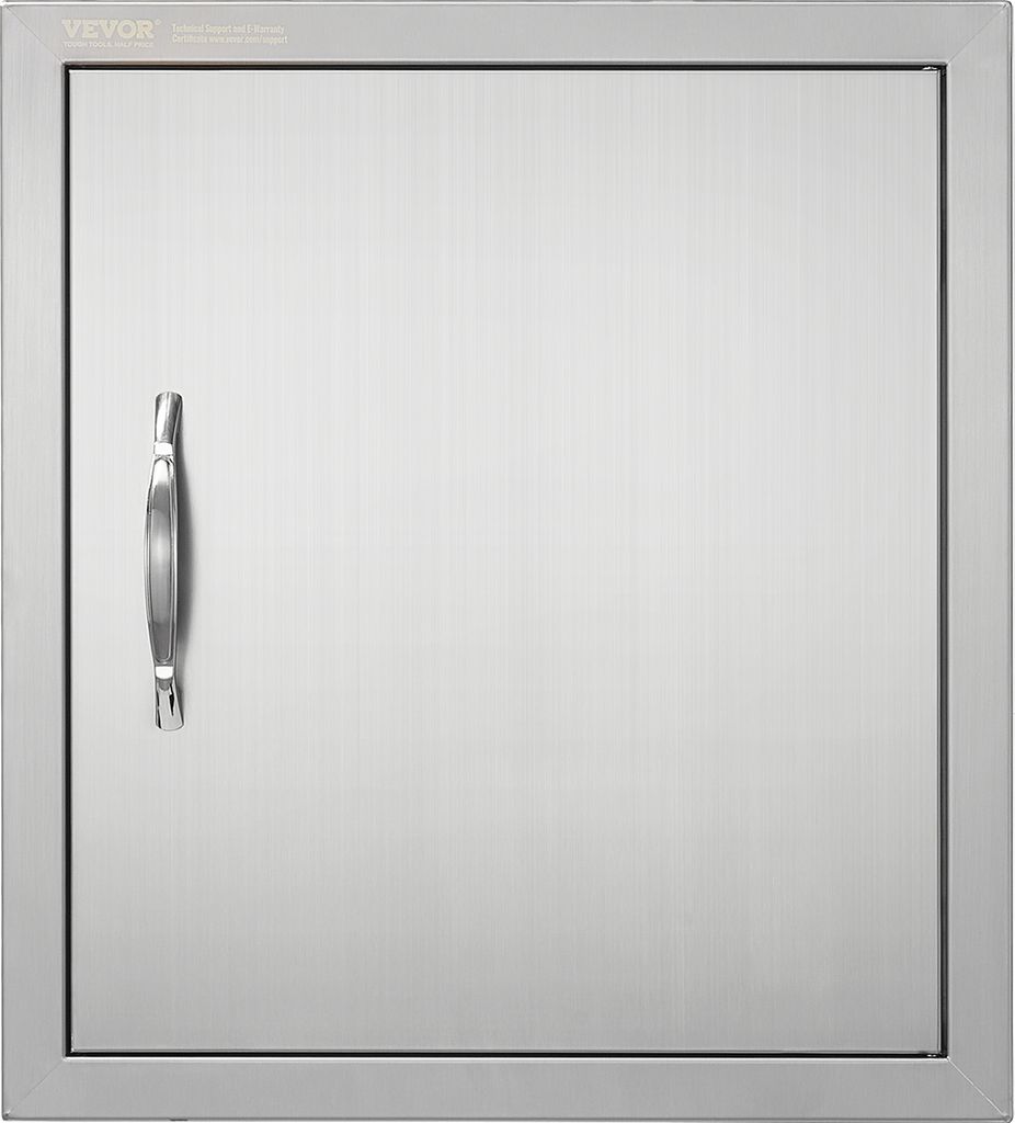 VEVOR Grill-Zugangstür, 457 x 508 mm, einzelne Außenküchentür, flächenbündig montierte Edelstahltür, vertikale Wandtür mit Griff und Haken,...