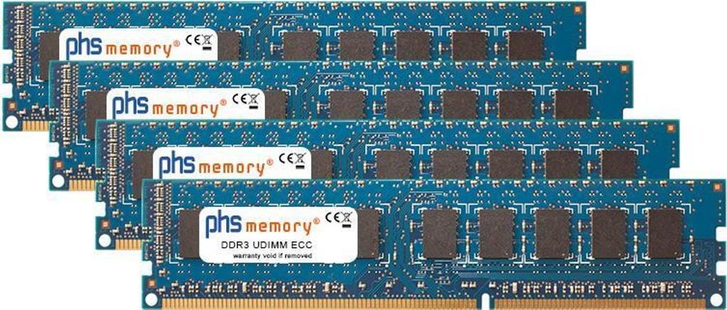 PHS-memory 32GB (4x8GB) Kit RAM Speicher für Supermicro A+ Server 2022G-URF DDR3 UDIMM ECC 1600MHz PC3-12800E (SP267336)