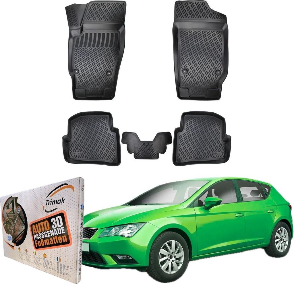 Trimak Autofußmatten kompatibel mit SEAT IBIZA IV (6J) 2002 - 2017 Auto Allwetter Gummimatten