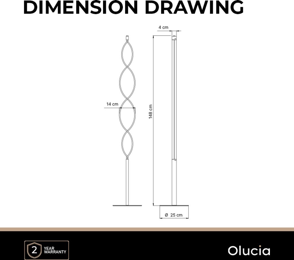 Olucia - KUNO - Stehlampe - Silberfarben Produktbild 