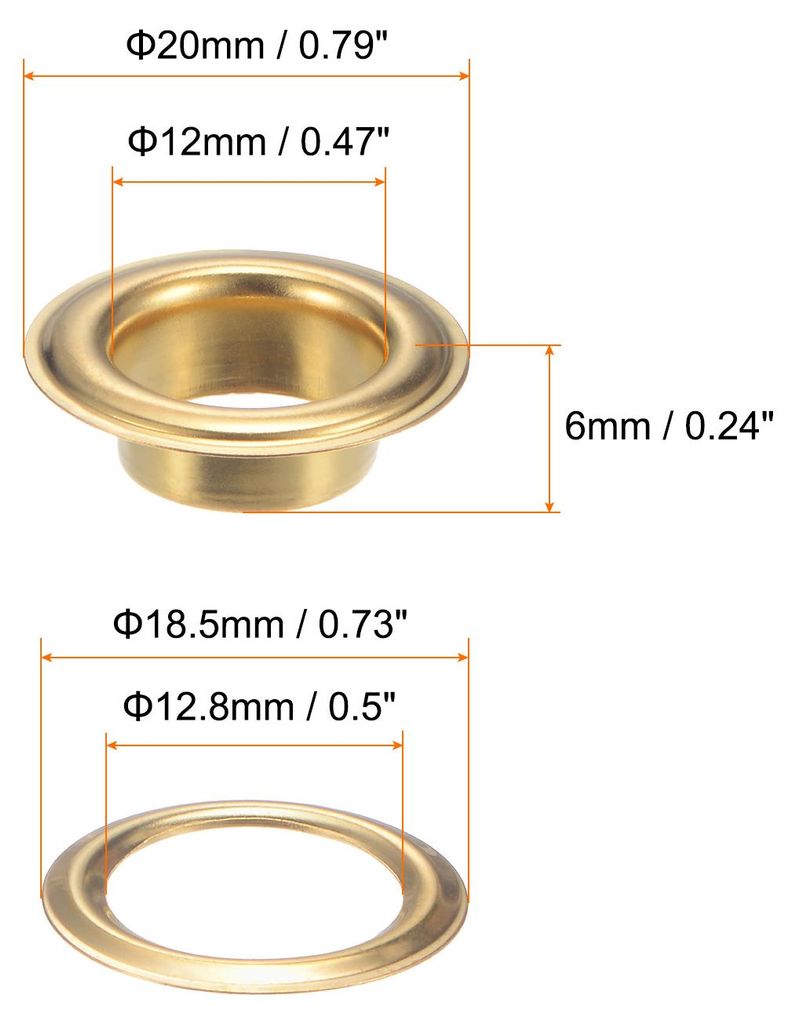 20 Stš¹ck ?sen 12mm Kupfer ?sen Metall?sen Rostfrei Einschlag?sen Grommet Befestigungs?sen fš¹r Planen Banner Leder Stoff Schuhe Handtaschen Vo...