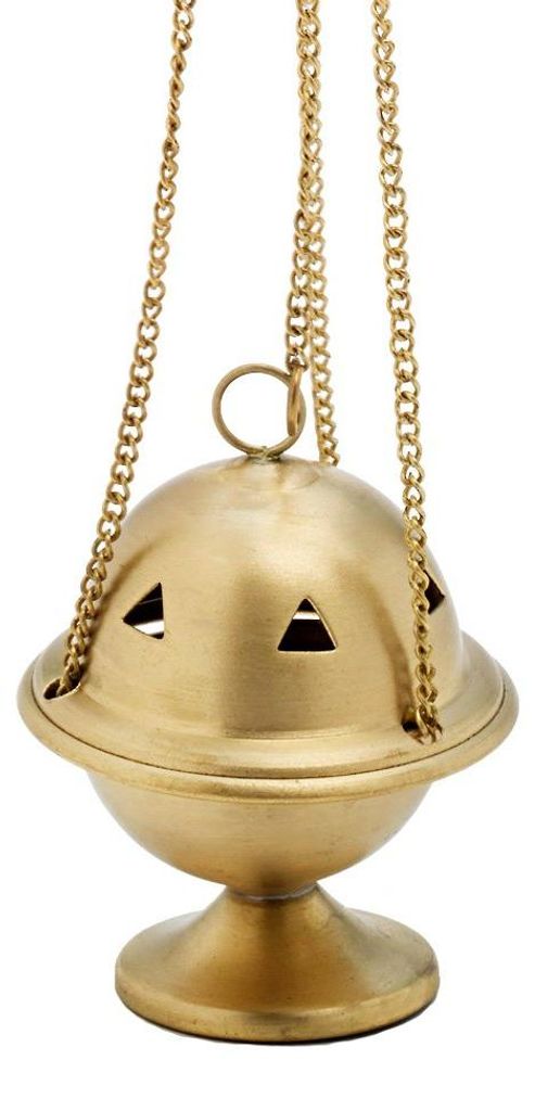 NKlaus Weihrauchschwenker mit Kette aus Messing, Gold, matt Produktbild 