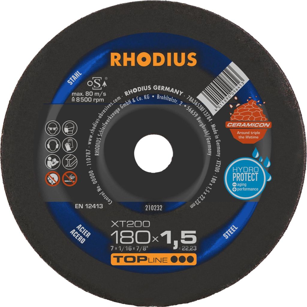 RHODIUS TOPline XT200 EXTENDED Extradünne Trennscheibe 180 x 1,5 x 22,23 mm 25 Stk