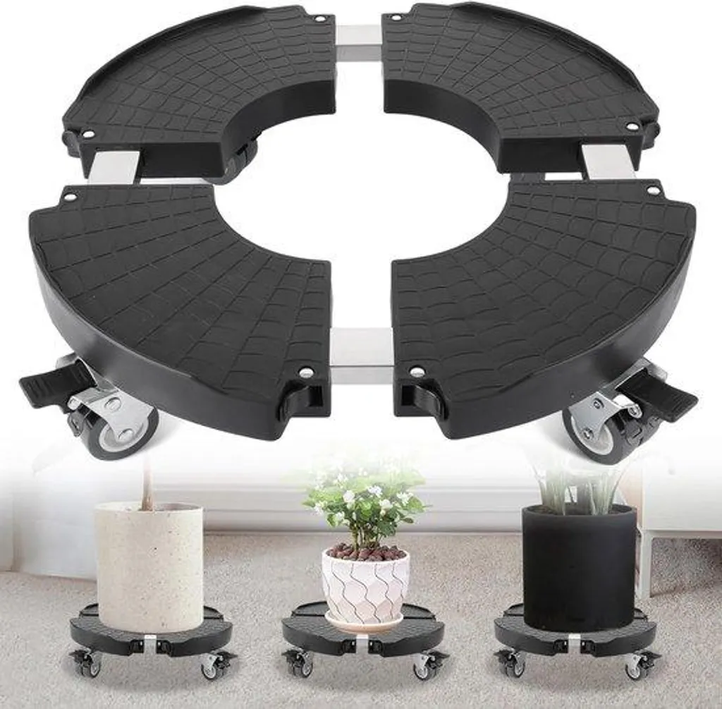 Rouleau à fleurs pour déplacer pots lourds Ø 40-48 cm Noir - Pratique