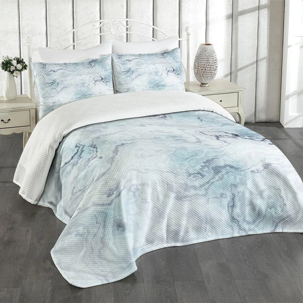 Copriletto King Size ABAKUHAUS Marmo Turco Grigio Azzurro 264x220