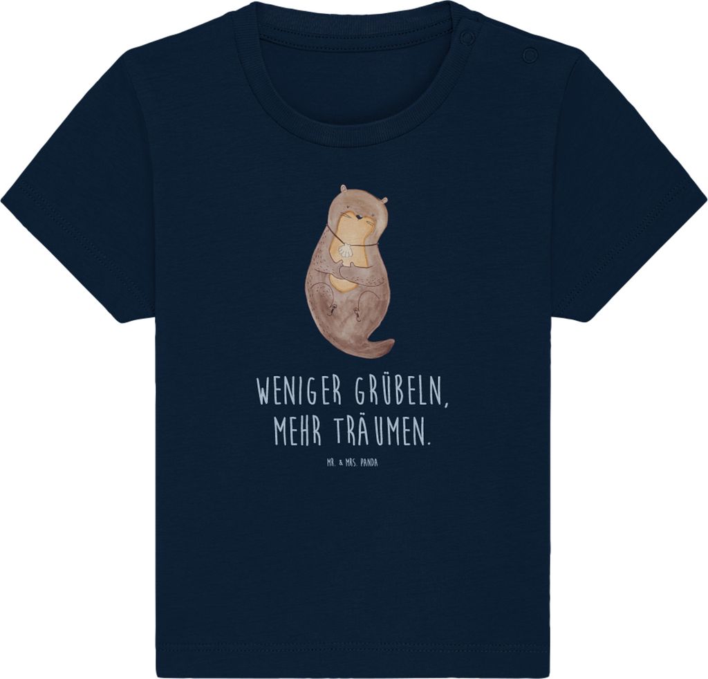 Mr. & Mrs. Panda Babyshirt Otter Muschel 12. - 18. Monat - French Navy - Geschenk, Kinder Top, T-Shirt Baby, , Träumen, Tagträumen, Kleinkind Shi...