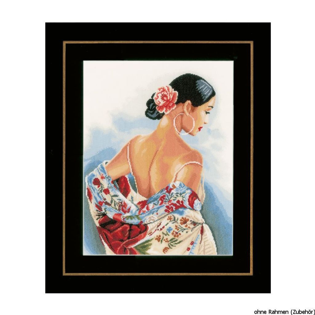Lanarte Kit de point de croix "Echarpe avec motifs floraux Image du produit 