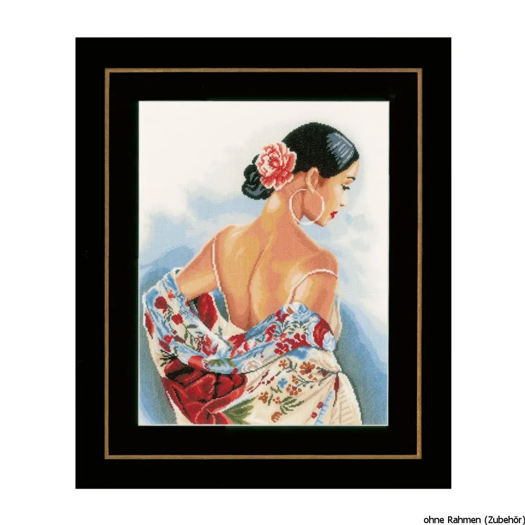 Kit broderie écharpe fleurs Lanarte pour réussir vos points comptés
