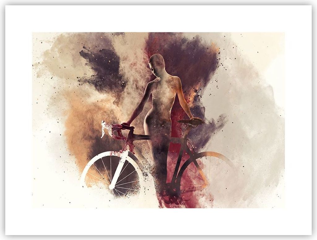 Poster - Poster ohne Rahmen - Körper Mädchen Fahrrad Illustration - 40x30 cm - Wand Bild - Wanddeko - Wandbilder - Kunstposter - Wandposter - Bil...