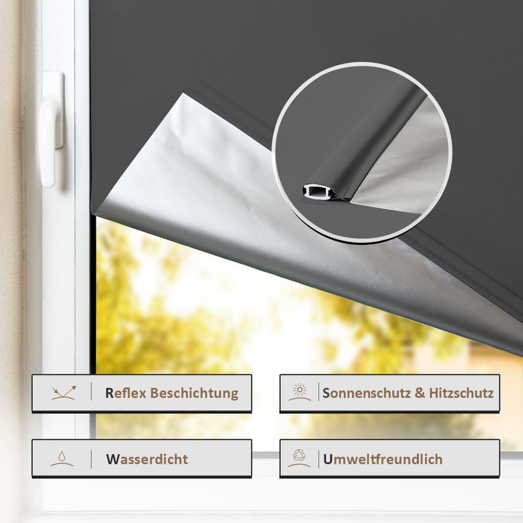 Verdunklungsrollo 105 x 150 cm Thermorollo Fensterrollo Produktbild 3