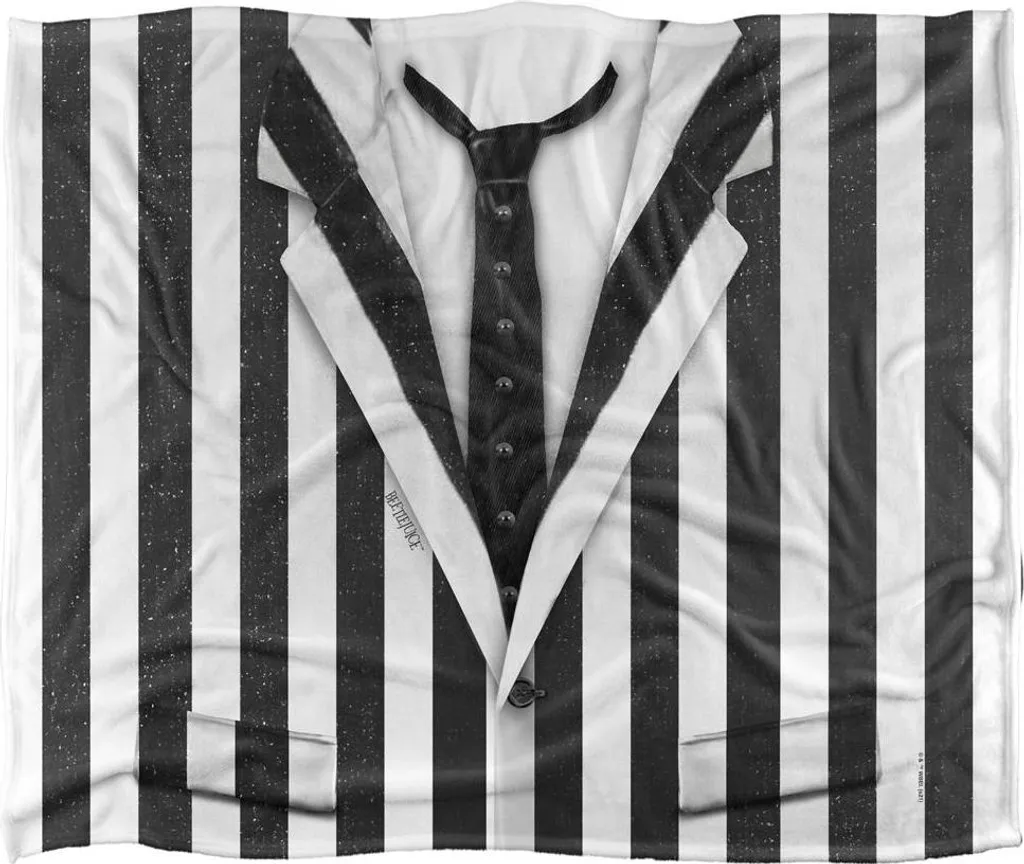 Beetlejuice Veste de Costume TV24712 Noir et Blanc en Soyeux Supersoft