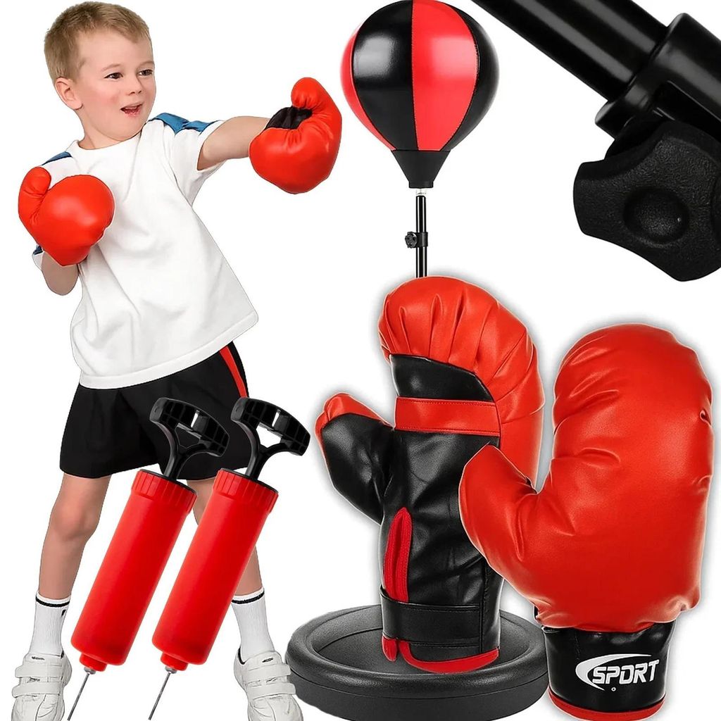 Kinder Boxset Boxsack Kinder Boxbirne mit Ständer Handschuhen und Pumpe höhenverstellbar 70 bis 104 cm