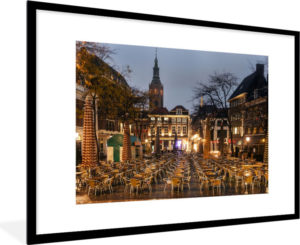 MuchoWow Gerahmtes Poster Den Haag - Terrasse - Café 90x60 cm - Poster mit Schwarzem Bilderrahmen Wandposter Rahmen Foto Bilder - Wanddekoration...