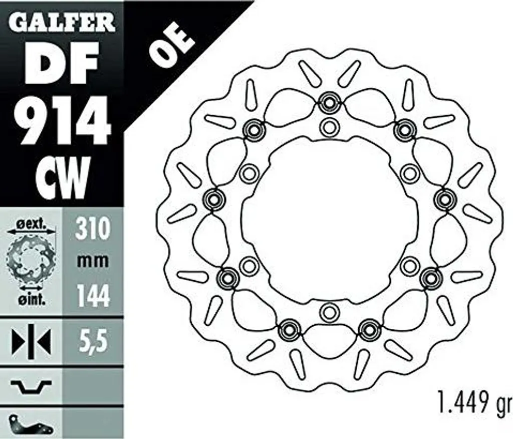 Disque de frein Galfer DF914FLW Wave pour Triumph Bonneville T100 Scrambler