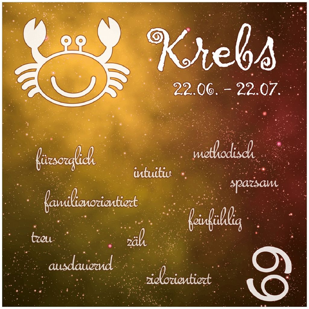 Wallario Memoboard Magnettafel aus Glas, Größe 50 x 50 cm, Motiv Sternzeichen Krebs