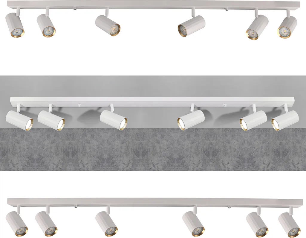 Luminaire de Plafond Corniche NICEA Blanche et Dorée pour 6 Spots